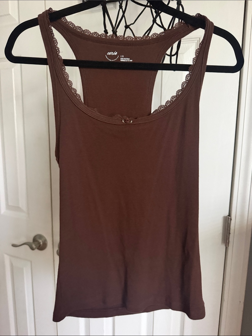 aerie Chocolate Brown Lace-Trim Racerback Tank